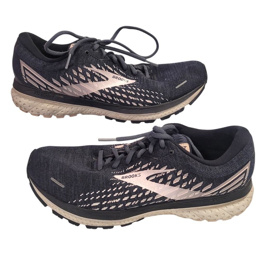 Brooks Ghost 13 Sneaker WMS 9.5B Shoes Black Primrose Light Pink Running Lace Up